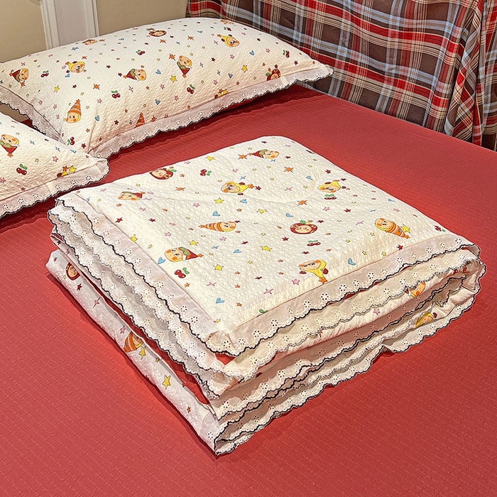 91家纺网 家纺一手货源 找家纺 梦莱斯 2026新款印花夏被四件套 星星人-红