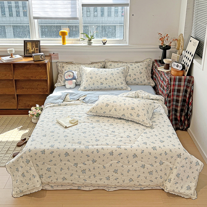 91家纺网 家纺一手货源 找家纺 梦莱斯 2026新款印花夏被四件套 一帘幽梦