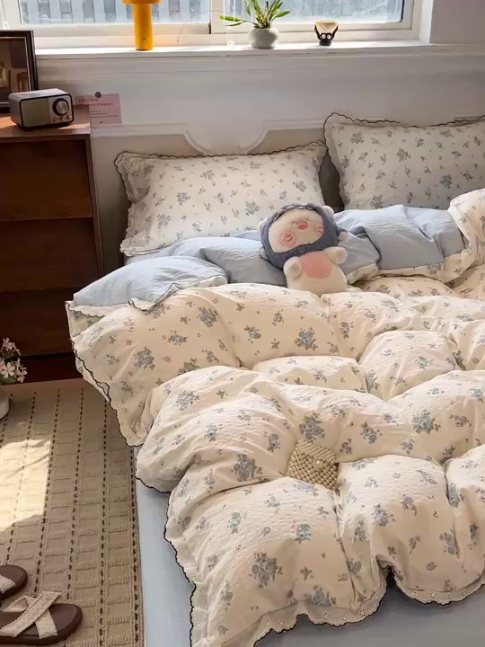 91家纺网 家纺一手货源 找家纺 梦莱斯 2026新款印花夏被四件套 一帘幽梦