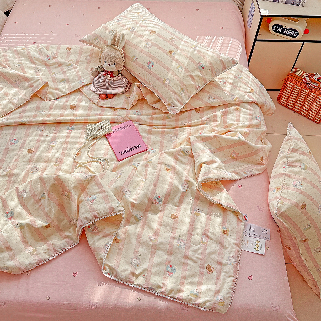 91家纺网 家纺一手货源 找家纺 （总）优被业 2026新款全棉韩式小球球款大豆夏被，夏被四件套，空调被（加微信送买家秀）