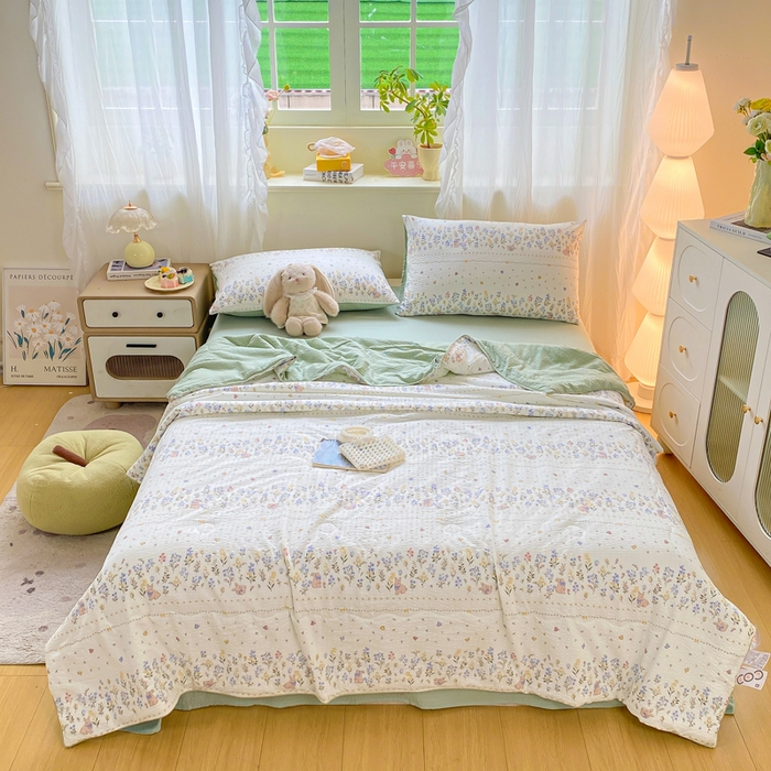 91家纺网 家纺一手货源 找家纺 爱屋及屋 2026新款泡芙棉夏被夏凉被空调被四件套 春至