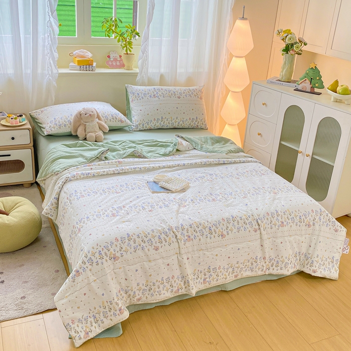 91家纺网 家纺一手货源 找家纺 爱屋及屋 2026新款泡芙棉夏被夏凉被空调被四件套 春至