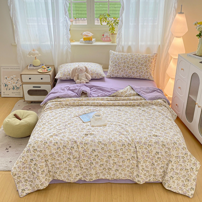 91家纺网 家纺一手货源 找家纺 爱屋及屋 2026新款泡芙棉夏被夏凉被空调被四件套 花样年华