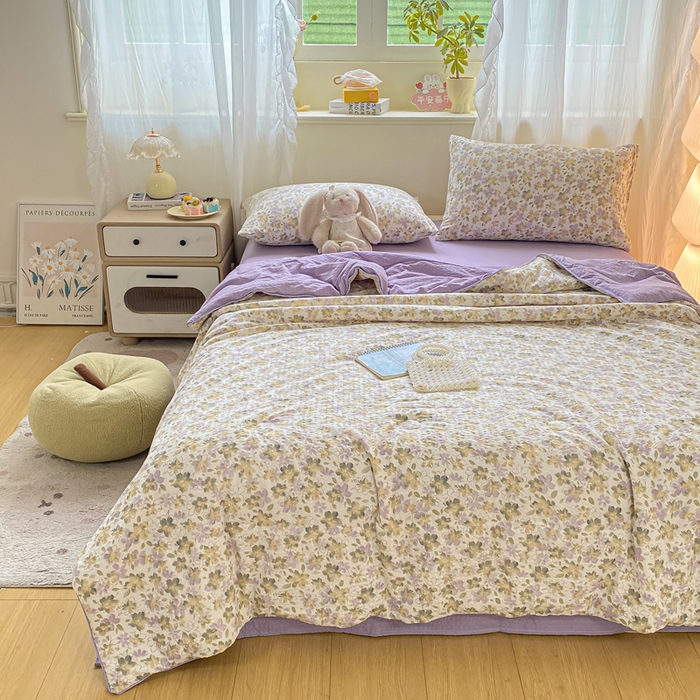 91家纺网 家纺一手货源 找家纺 爱屋及屋 2026新款泡芙棉夏被夏凉被空调被四件套 花样年华