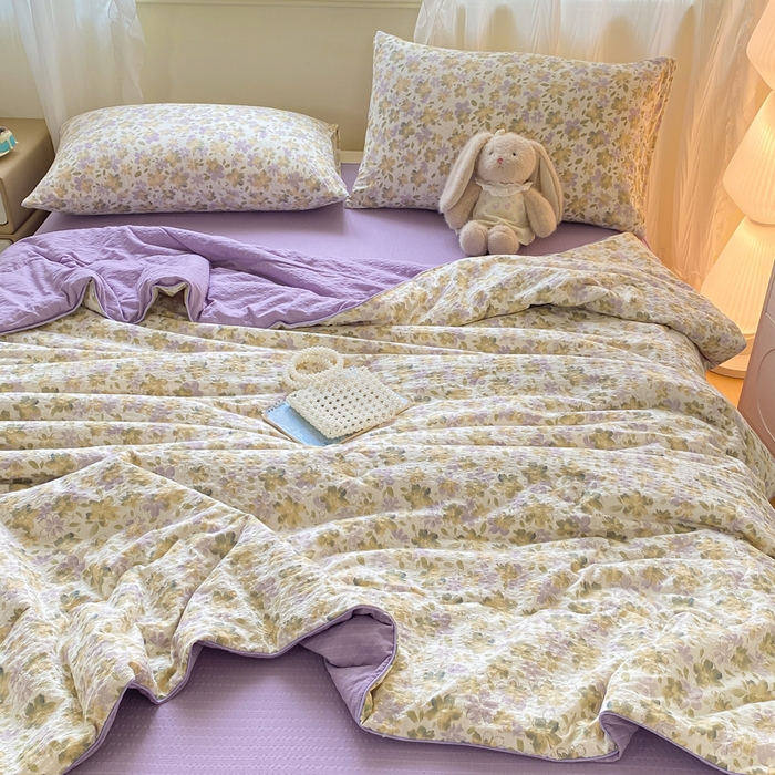 91家纺网 家纺一手货源 找家纺 爱屋及屋 2026新款泡芙棉夏被夏凉被空调被四件套 花样年华