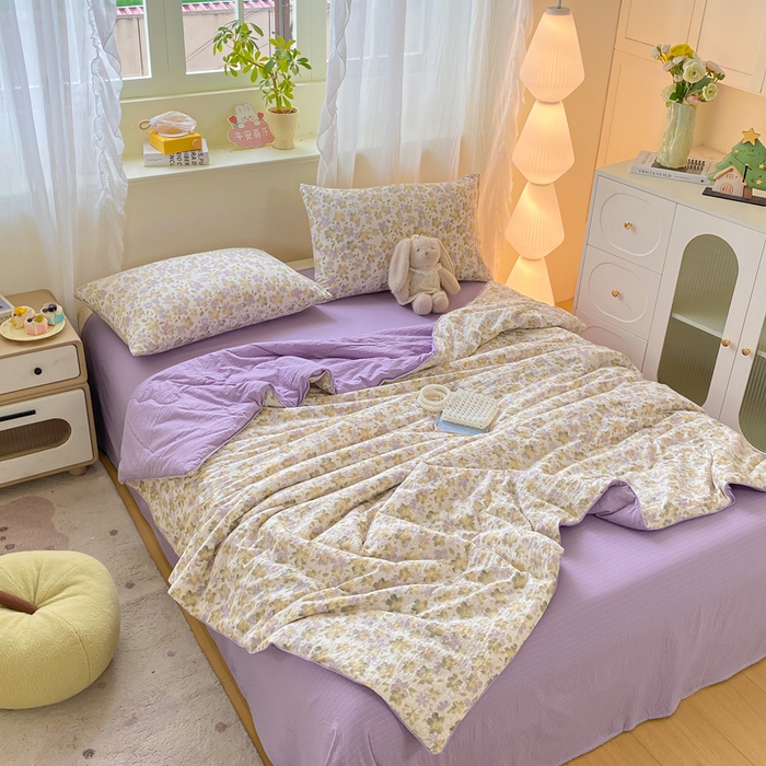 91家纺网 家纺一手货源 找家纺 爱屋及屋 2026新款泡芙棉夏被夏凉被空调被四件套 花样年华