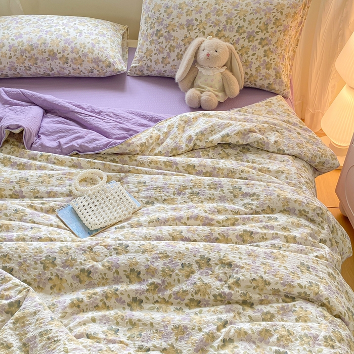 91家纺网 家纺一手货源 找家纺 爱屋及屋 2026新款泡芙棉夏被夏凉被空调被四件套 花样年华