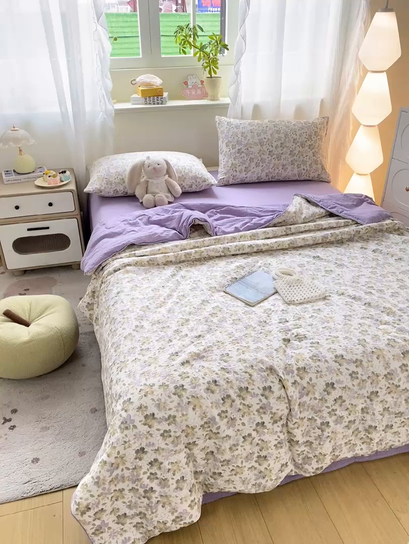 91家纺网 家纺一手货源 找家纺 爱屋及屋 2026新款泡芙棉夏被夏凉被空调被四件套 花样年华