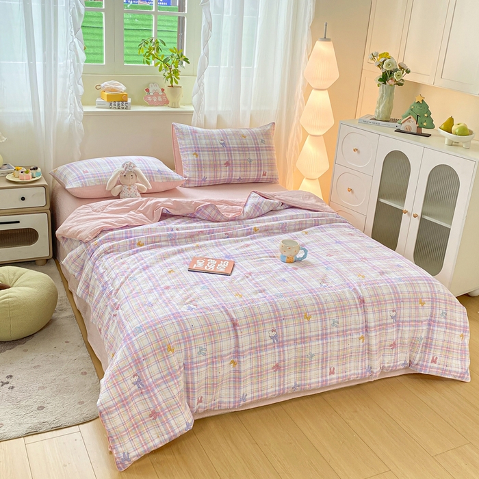 91家纺网 家纺一手货源 找家纺 爱屋及屋 2026新款泡芙棉夏被夏凉被空调被四件套 结伴猫咪