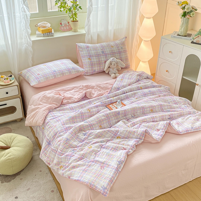 91家纺网 家纺一手货源 找家纺 爱屋及屋 2026新款泡芙棉夏被夏凉被空调被四件套 结伴猫咪