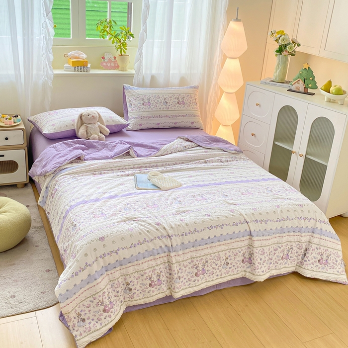 91家纺网 家纺一手货源 找家纺 爱屋及屋 2026新款泡芙棉夏被夏凉被空调被四件套 浪漫庄园