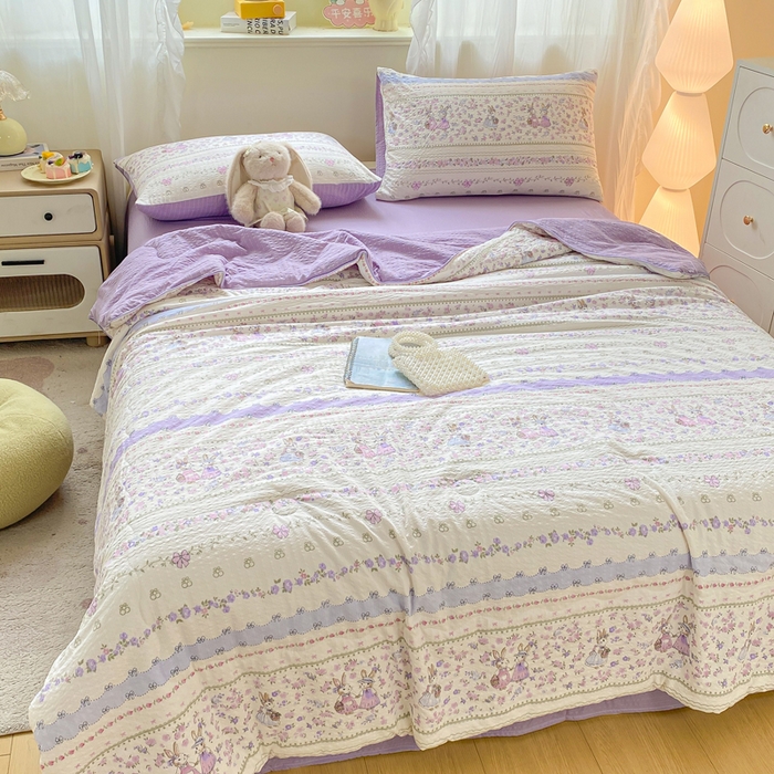 91家纺网 家纺一手货源 找家纺 爱屋及屋 2026新款泡芙棉夏被夏凉被空调被四件套 浪漫庄园