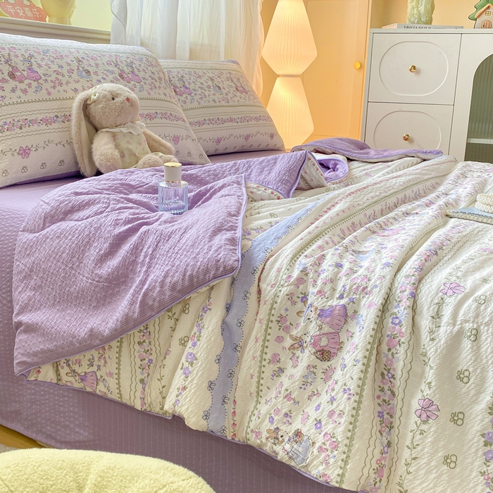 91家纺网 家纺一手货源 找家纺 爱屋及屋 2026新款泡芙棉夏被夏凉被空调被四件套 浪漫庄园