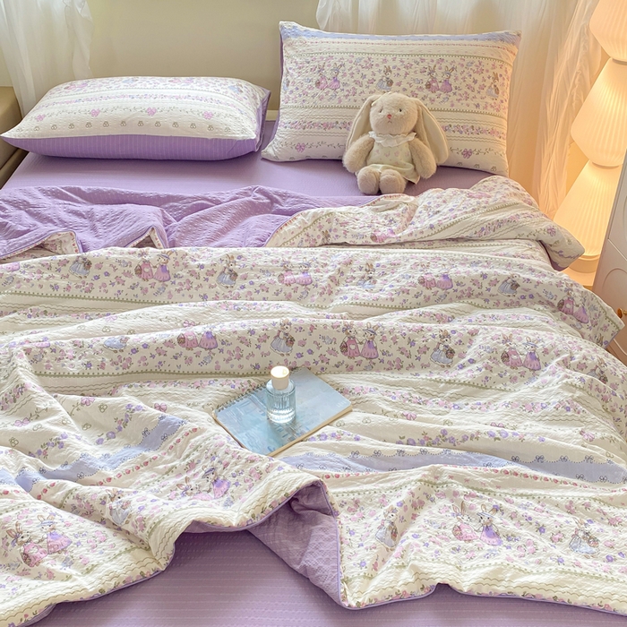 91家纺网 家纺一手货源 找家纺 爱屋及屋 2026新款泡芙棉夏被夏凉被空调被四件套 浪漫庄园