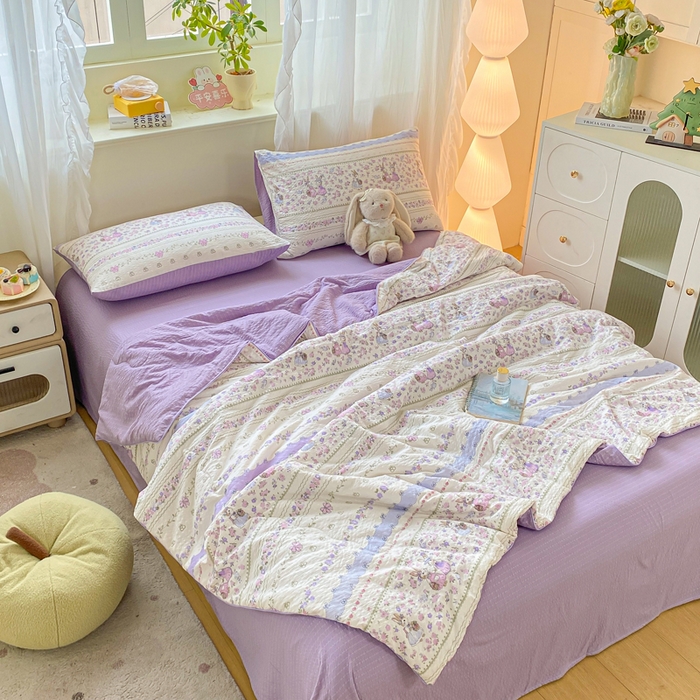 91家纺网 家纺一手货源 找家纺 爱屋及屋 2026新款泡芙棉夏被夏凉被空调被四件套 浪漫庄园