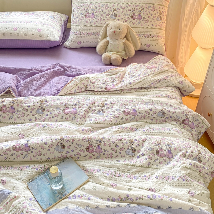 91家纺网 家纺一手货源 找家纺 爱屋及屋 2026新款泡芙棉夏被夏凉被空调被四件套 浪漫庄园