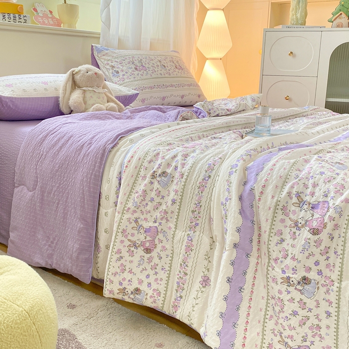 91家纺网 家纺一手货源 找家纺 爱屋及屋 2026新款泡芙棉夏被夏凉被空调被四件套 浪漫庄园