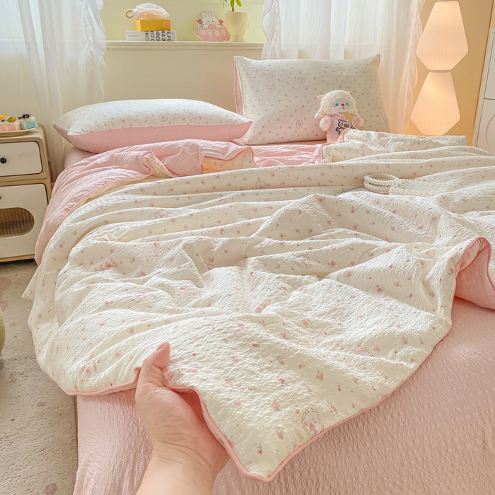 91家纺网 家纺一手货源 找家纺 爱屋及屋 2026新款泡芙棉夏被夏凉被空调被四件套 玫瑰物语