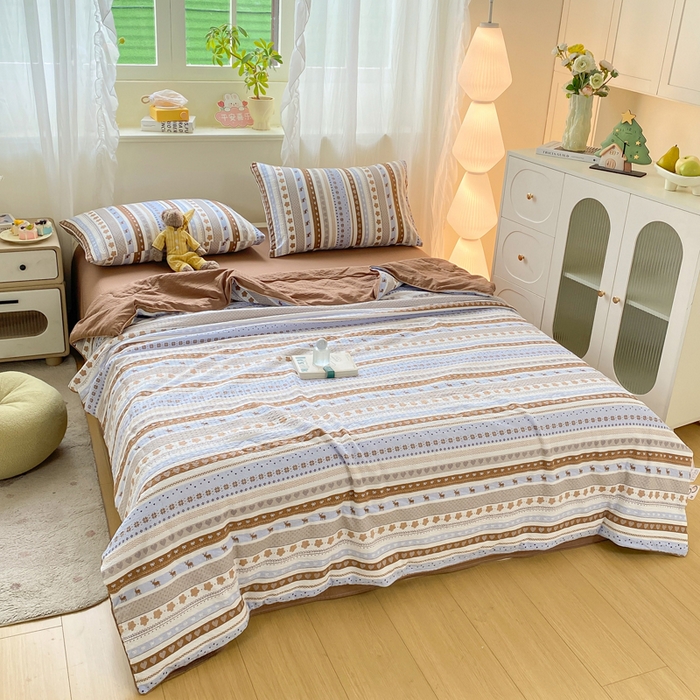 91家纺网 家纺一手货源 找家纺 爱屋及屋 2026新款泡芙棉夏被夏凉被空调被四件套 奶棕小鹿