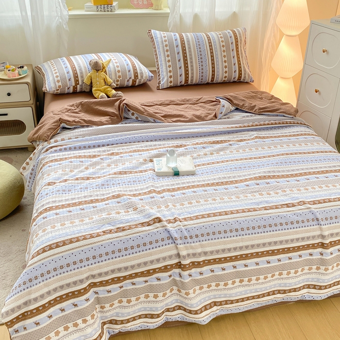 91家纺网 家纺一手货源 找家纺 爱屋及屋 2026新款泡芙棉夏被夏凉被空调被四件套 奶棕小鹿