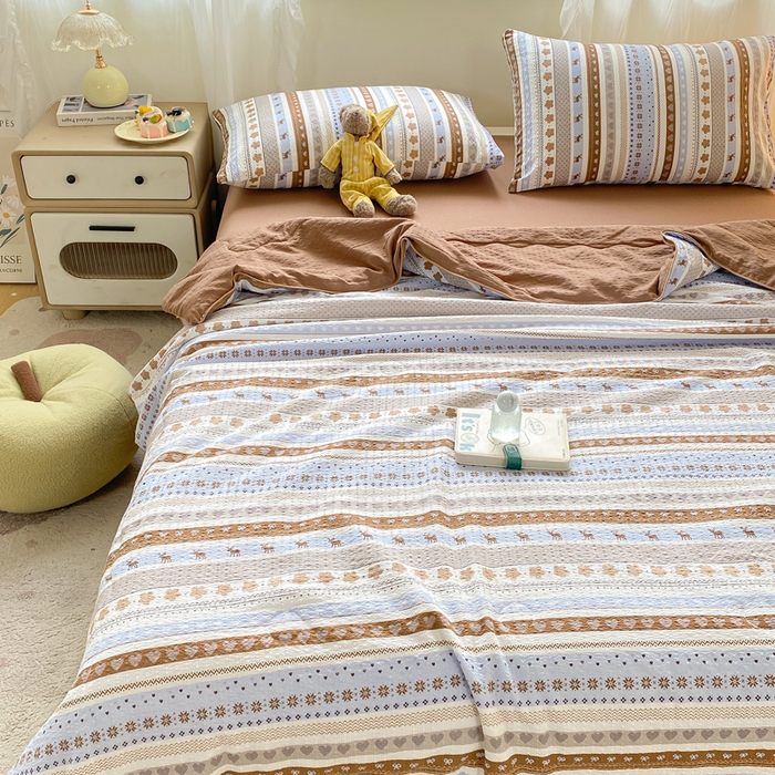 91家纺网 家纺一手货源 找家纺 爱屋及屋 2026新款泡芙棉夏被夏凉被空调被四件套 奶棕小鹿