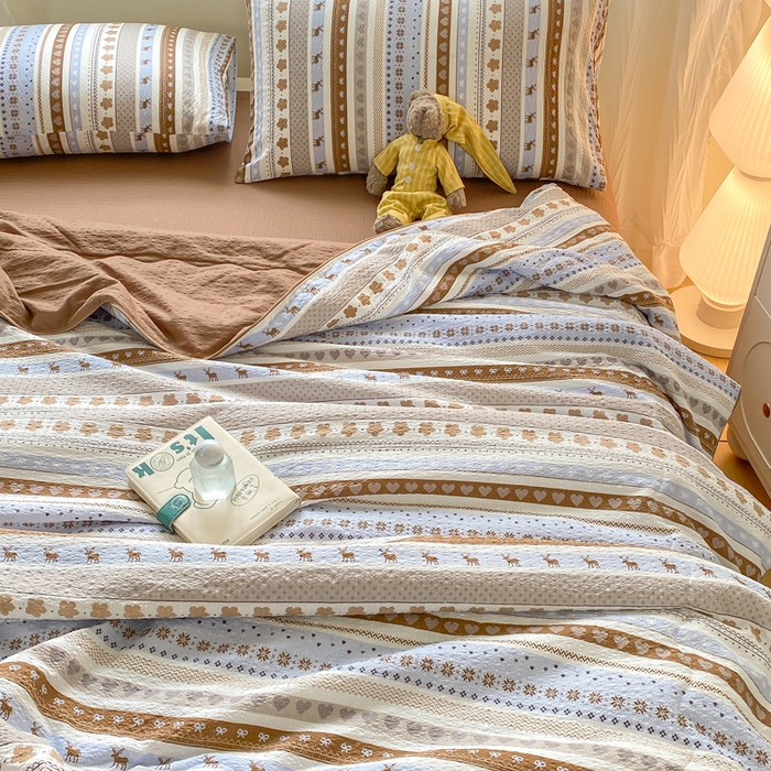 91家纺网 家纺一手货源 找家纺 爱屋及屋 2026新款泡芙棉夏被夏凉被空调被四件套 奶棕小鹿