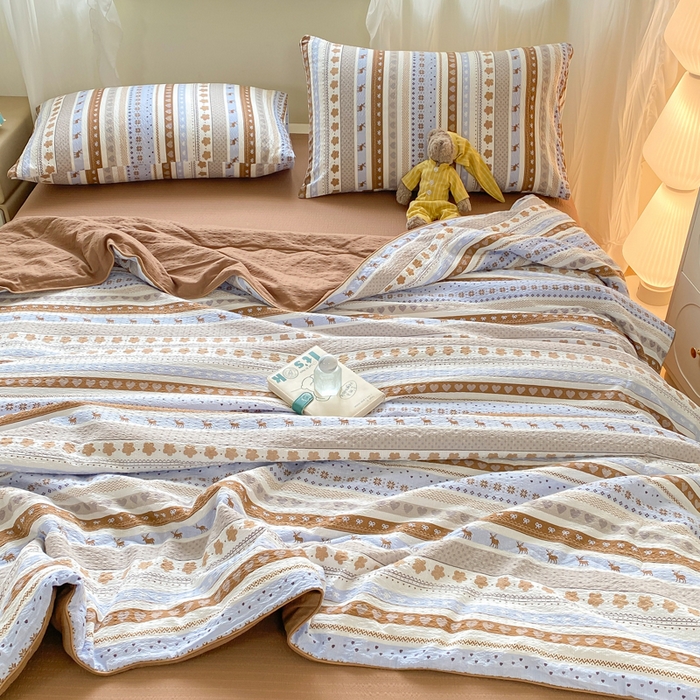 91家纺网 家纺一手货源 找家纺 爱屋及屋 2026新款泡芙棉夏被夏凉被空调被四件套 奶棕小鹿