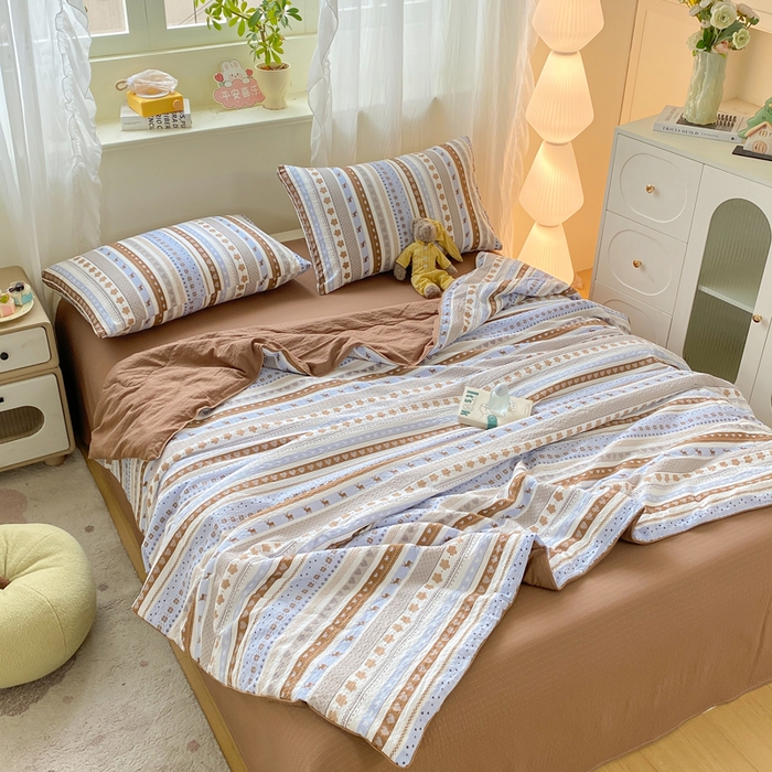 91家纺网 家纺一手货源 找家纺 爱屋及屋 2026新款泡芙棉夏被夏凉被空调被四件套 奶棕小鹿