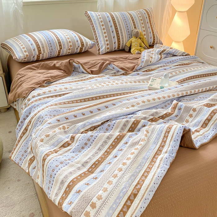 91家纺网 家纺一手货源 找家纺 爱屋及屋 2026新款泡芙棉夏被夏凉被空调被四件套 奶棕小鹿