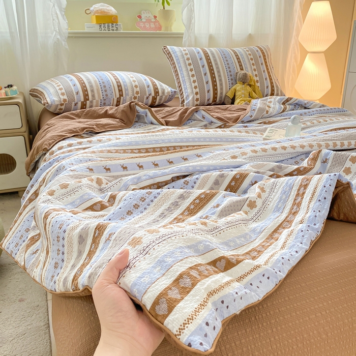 91家纺网 家纺一手货源 找家纺 爱屋及屋 2026新款泡芙棉夏被夏凉被空调被四件套 奶棕小鹿