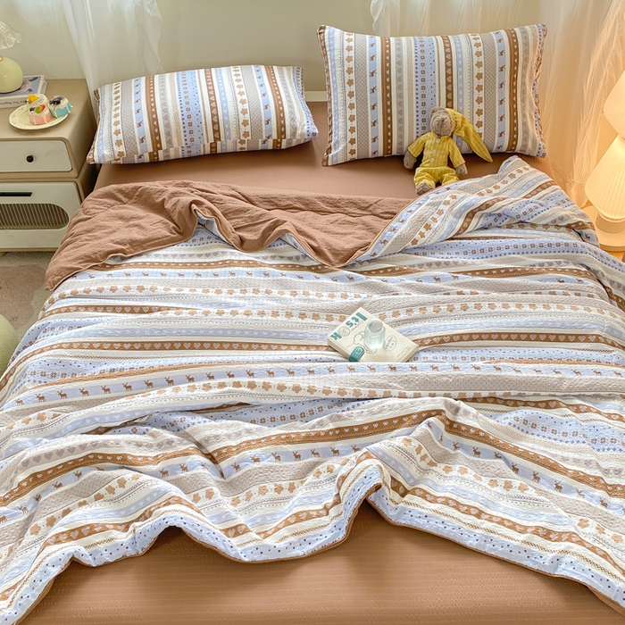 91家纺网 家纺一手货源 找家纺 爱屋及屋 2026新款泡芙棉夏被夏凉被空调被四件套 奶棕小鹿