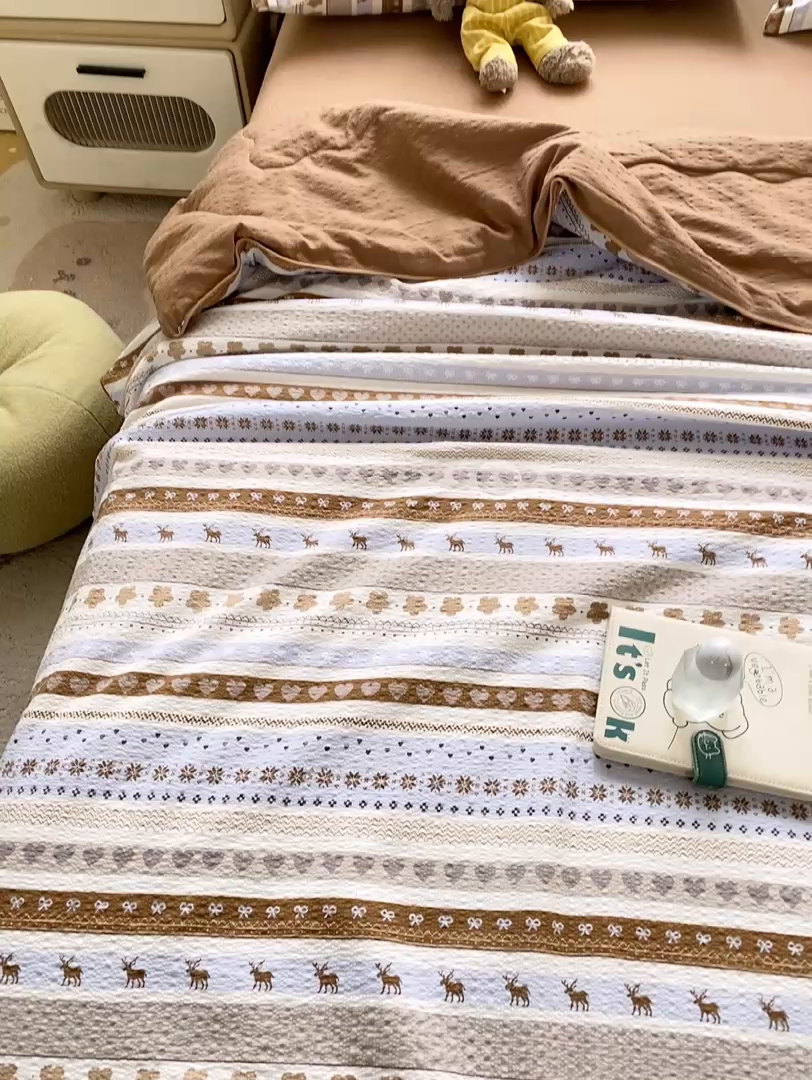 91家纺网 家纺一手货源 找家纺 爱屋及屋 2026新款泡芙棉夏被夏凉被空调被四件套 奶棕小鹿