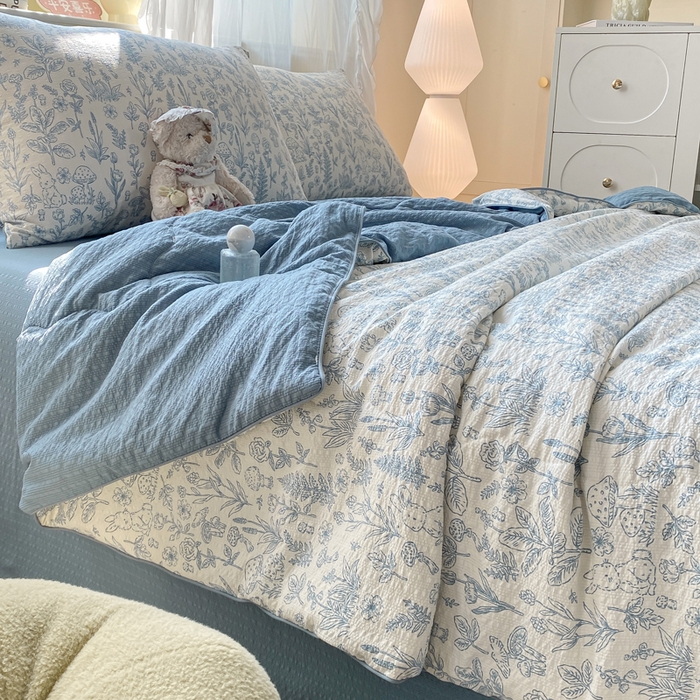 91家纺网 家纺一手货源 找家纺 爱屋及屋 2026新款泡芙棉夏被夏凉被空调被四件套 浅沫