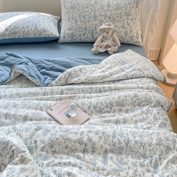 91家纺网 家纺一手货源 找家纺 爱屋及屋 2026新款泡芙棉夏被夏凉被空调被四件套 浅沫