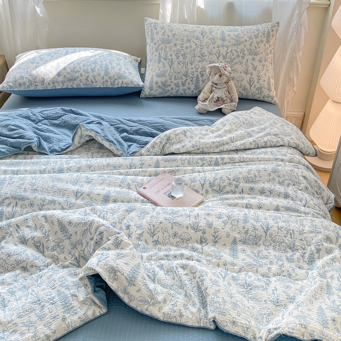 91家纺网 家纺一手货源 找家纺 爱屋及屋 2026新款泡芙棉夏被夏凉被空调被四件套 浅沫