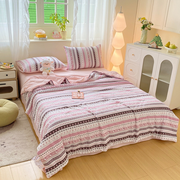 91家纺网 家纺一手货源 找家纺 爱屋及屋 2026新款泡芙棉夏被夏凉被空调被四件套 甜心KT猫