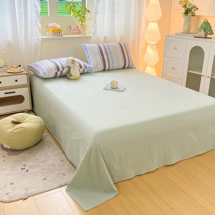 91家纺网 家纺一手货源 找家纺 爱屋及屋 2026新款泡芙棉夏被夏凉被空调被四件套 甜心凯特绿