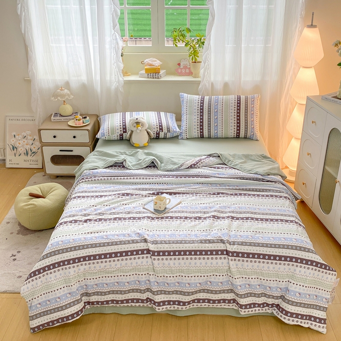 91家纺网 家纺一手货源 找家纺 爱屋及屋 2026新款泡芙棉夏被夏凉被空调被四件套 甜心凯特绿