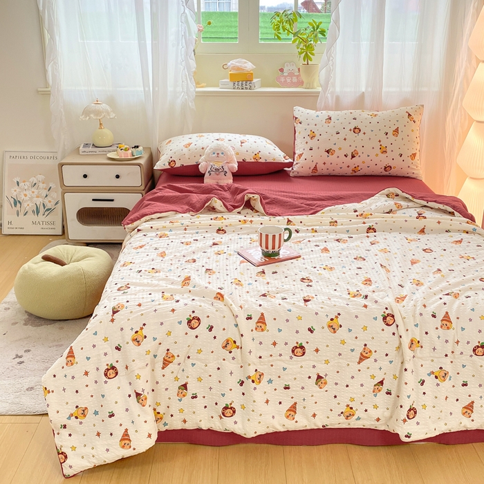 91家纺网 家纺一手货源 找家纺 爱屋及屋 2026新款泡芙棉夏被夏凉被空调被四件套 喜庆小福星