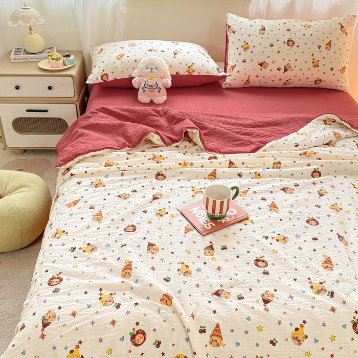 91家纺网 家纺一手货源 找家纺 爱屋及屋 2026新款泡芙棉夏被夏凉被空调被四件套 喜庆小福星