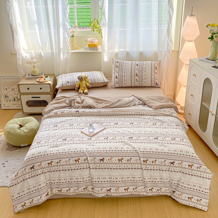 91家纺网 家纺一手货源 找家纺 爱屋及屋 2026新款泡芙棉夏被夏凉被空调被四件套 小马吉