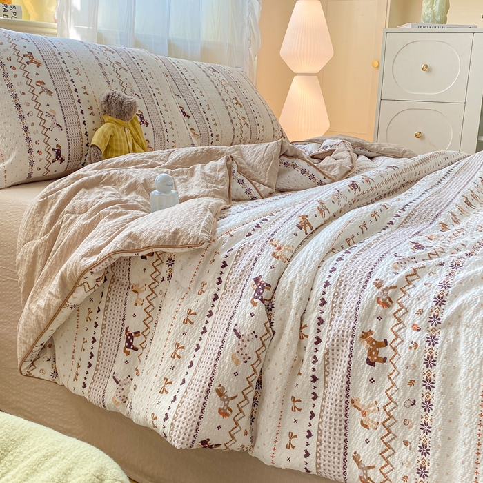 91家纺网 家纺一手货源 找家纺 爱屋及屋 2026新款泡芙棉夏被夏凉被空调被四件套 小马吉