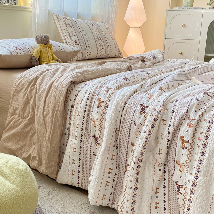 91家纺网 家纺一手货源 找家纺 爱屋及屋 2026新款泡芙棉夏被夏凉被空调被四件套 小马吉