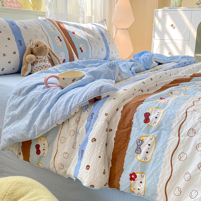 91家纺网 家纺一手货源 找家纺 爱屋及屋 2026新款泡芙棉夏被夏凉被空调被四件套 小猫多多