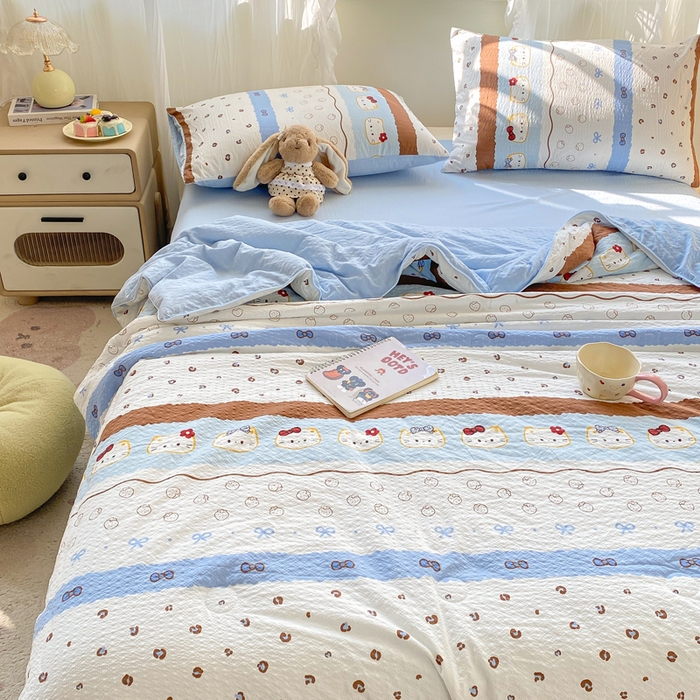 91家纺网 家纺一手货源 找家纺 爱屋及屋 2026新款泡芙棉夏被夏凉被空调被四件套 小猫多多