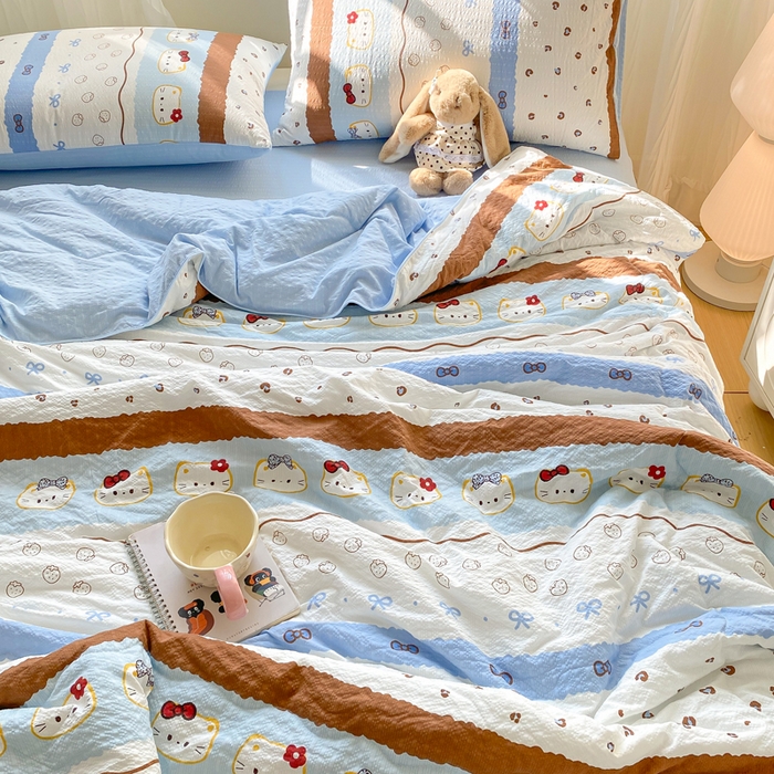 91家纺网 家纺一手货源 找家纺 爱屋及屋 2026新款泡芙棉夏被夏凉被空调被四件套 小猫多多