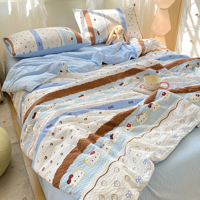 91家纺网 家纺一手货源 找家纺 爱屋及屋 2026新款泡芙棉夏被夏凉被空调被四件套 小猫多多