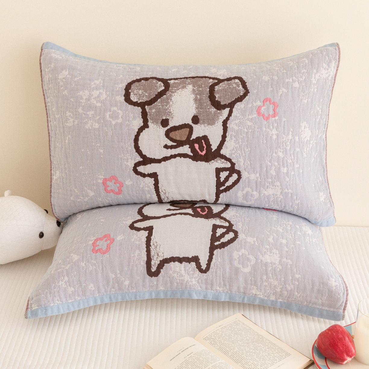 91家纺网 家纺一手货源 找家纺 （总）乐家毛巾被（工厂自产自销） 2026新款四层色织全棉提花纱布软萌枕巾