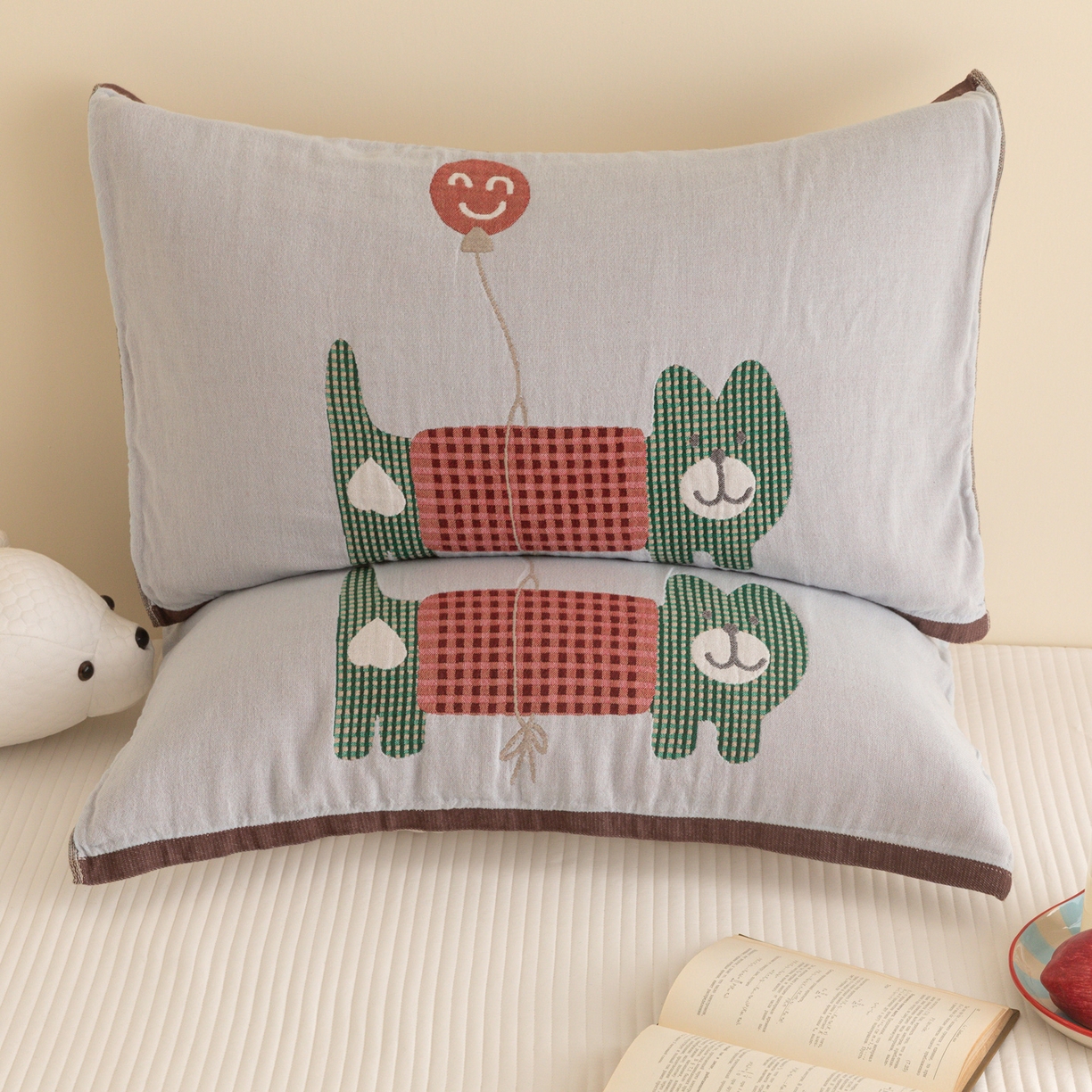 91家纺网 家纺一手货源 找家纺 （总）乐家毛巾被（工厂自产自销） 2026新款四层色织全棉提花纱布软萌枕巾