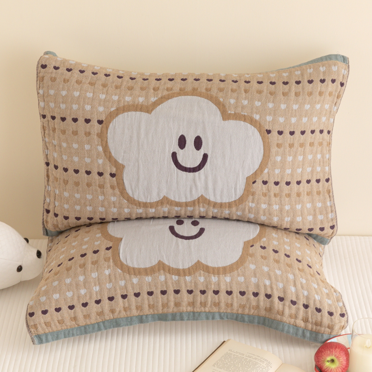 91家纺网 家纺一手货源 找家纺 （总）乐家毛巾被（工厂自产自销） 2026新款四层色织全棉提花纱布软萌枕巾